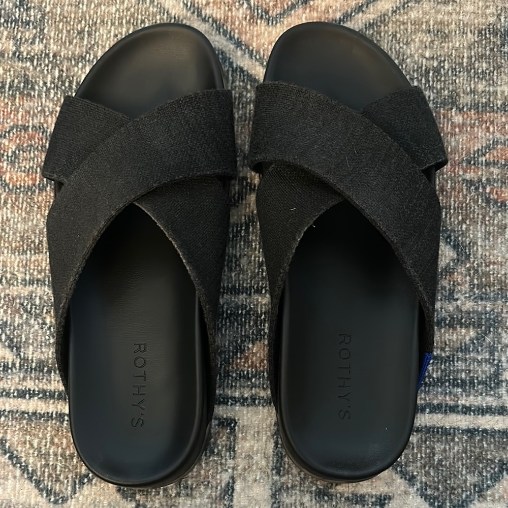 Rothy's Black Weekend Slide Sandals - size 8